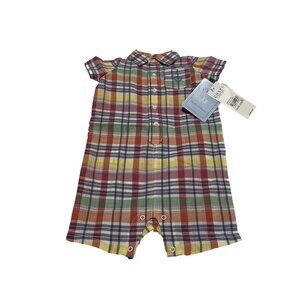 NEW Chaps Baby 6 Months Bodysuit Romper Plaid One Piece Newborn Collection NWT